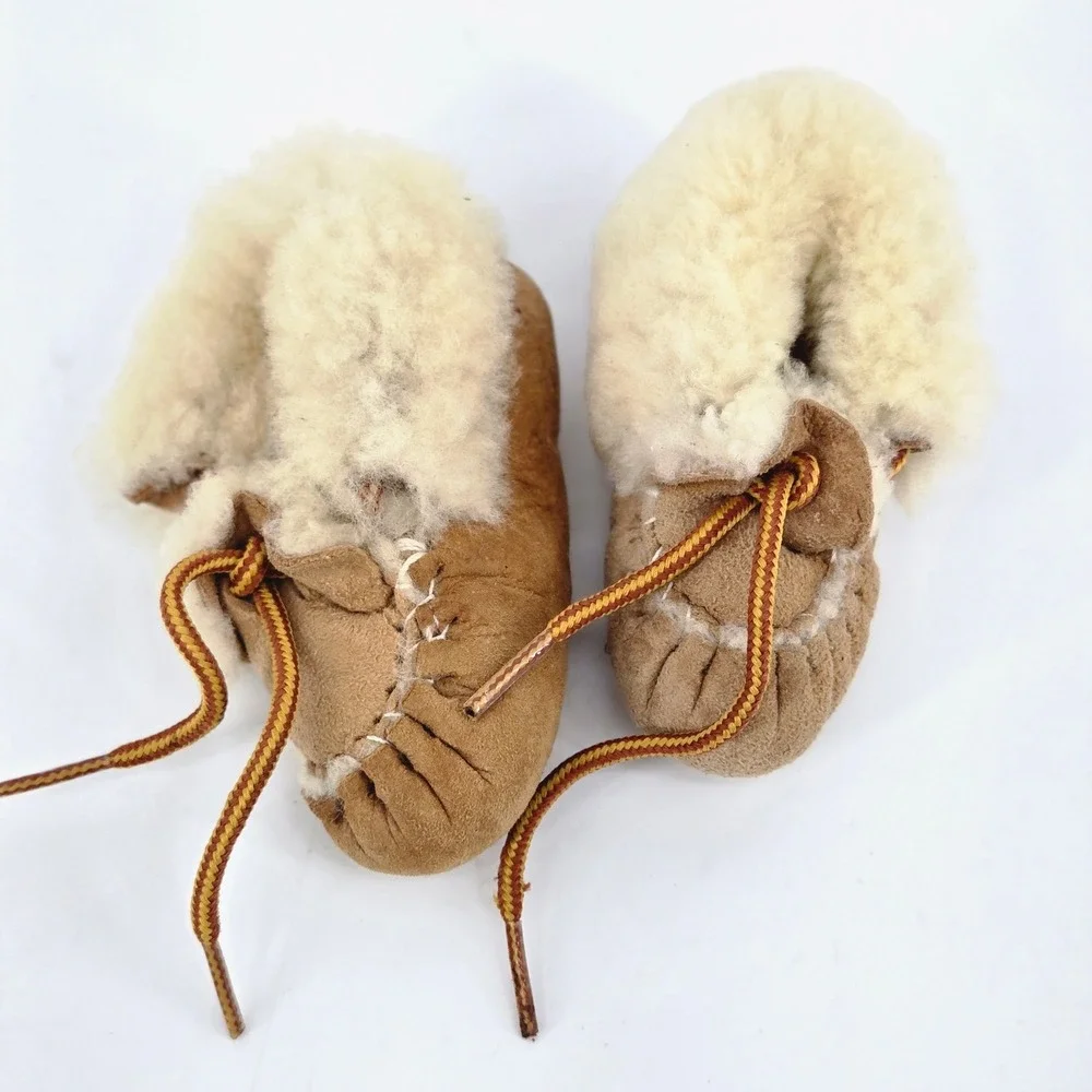 Scooter Baby Woodland Animals Slippers Genuine Sheepskin Moccasins Bundle Size 2